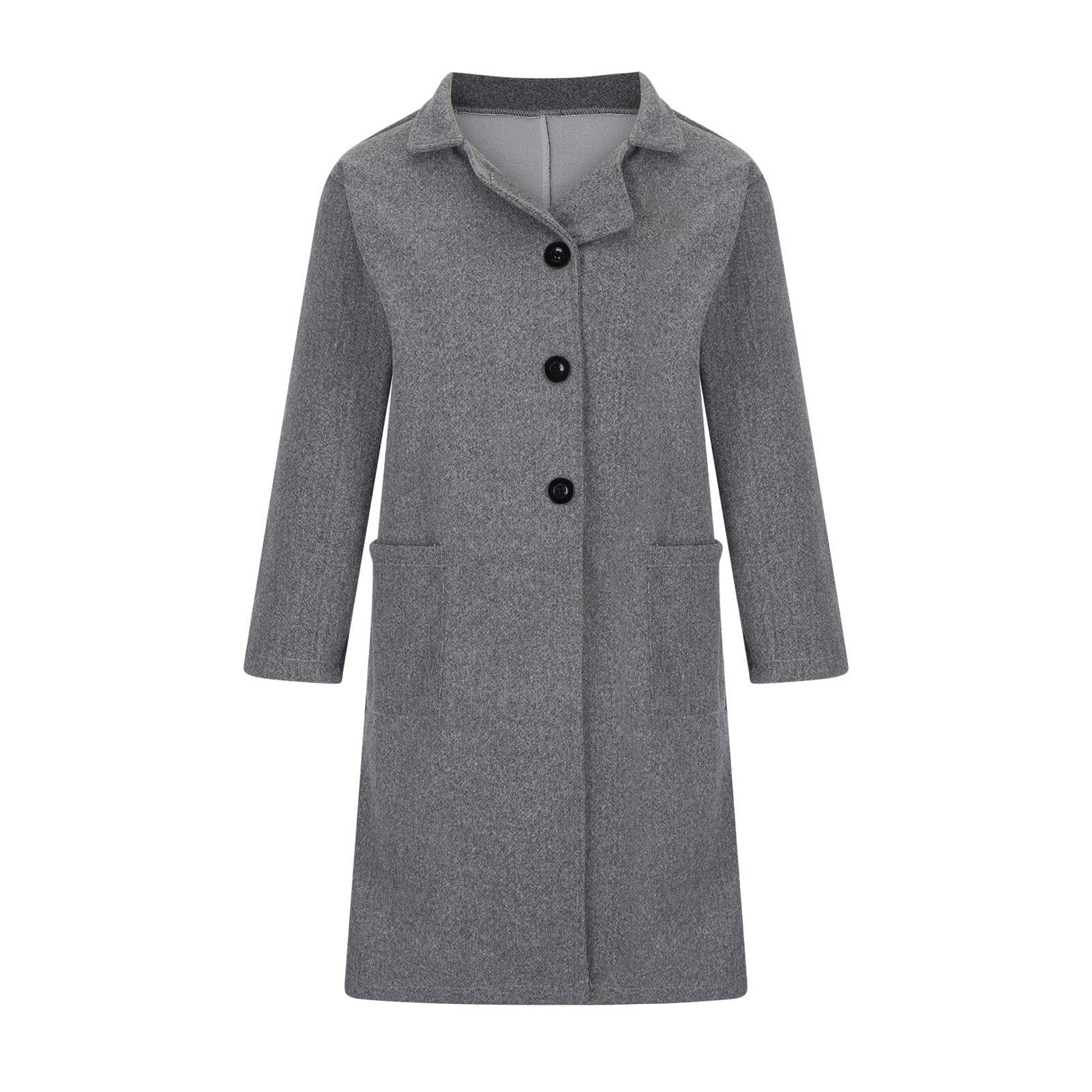 Amazon.co.jp: Women's Notched Lapel Double Breasted Coat Mid