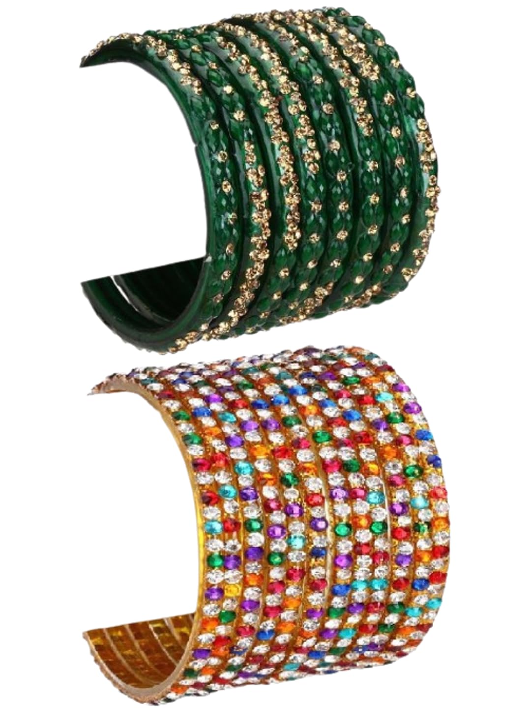 Stylish & Fancy Bangle/Kada Set- Perfect For Marriage, Fashion, Regularly, Green & Multicolor, Combo Of 2 Set-image-30
