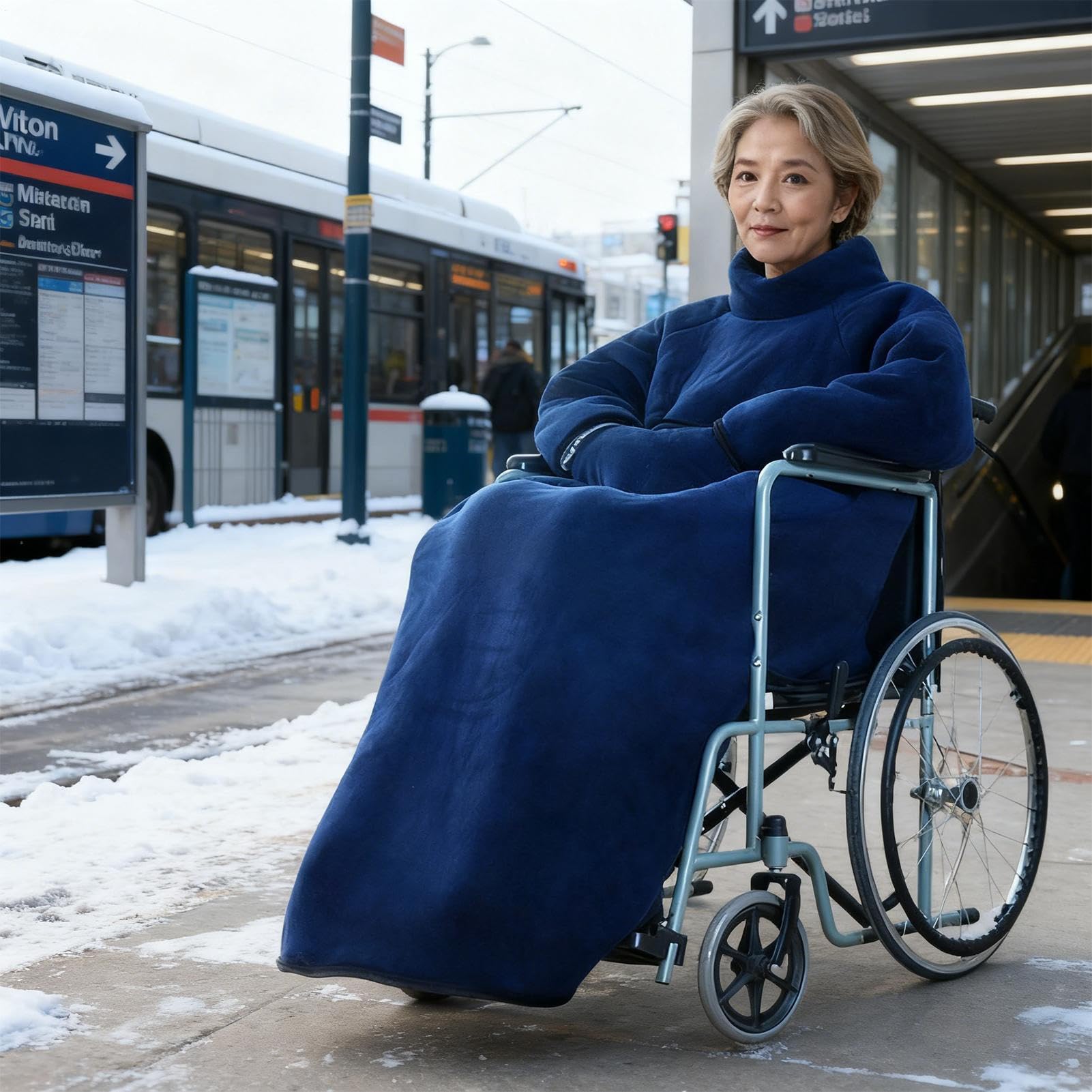 Na Wózek Inwalidzki Dla Dorosłych Poncho Z Polarową Podszewką | Miękki Fartuch Na Wózek Inwalidzki Dla Kobiet Mężczyzn Seniorów Szpital Dom Podróż Zimna Pogoda