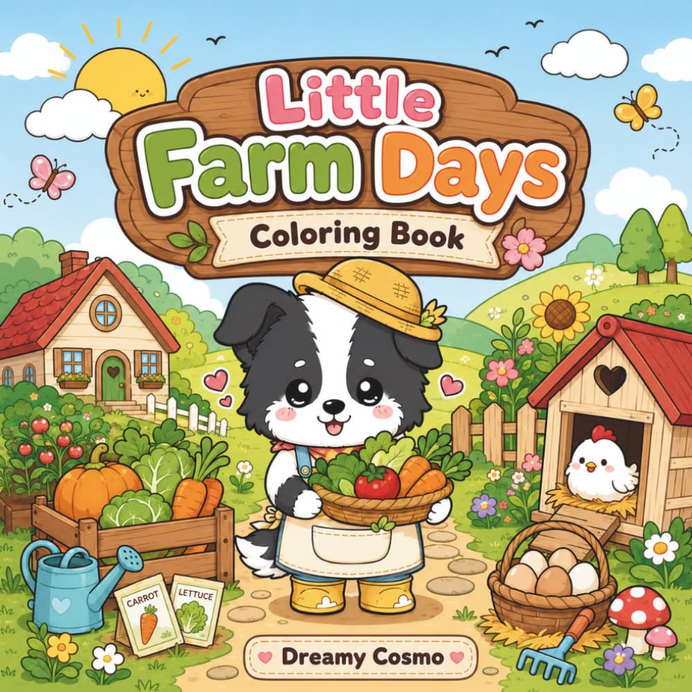 Little Farm Days Coloring Book: Bold & Cute Countryside Adventure Coloring Scenes for Relaxing