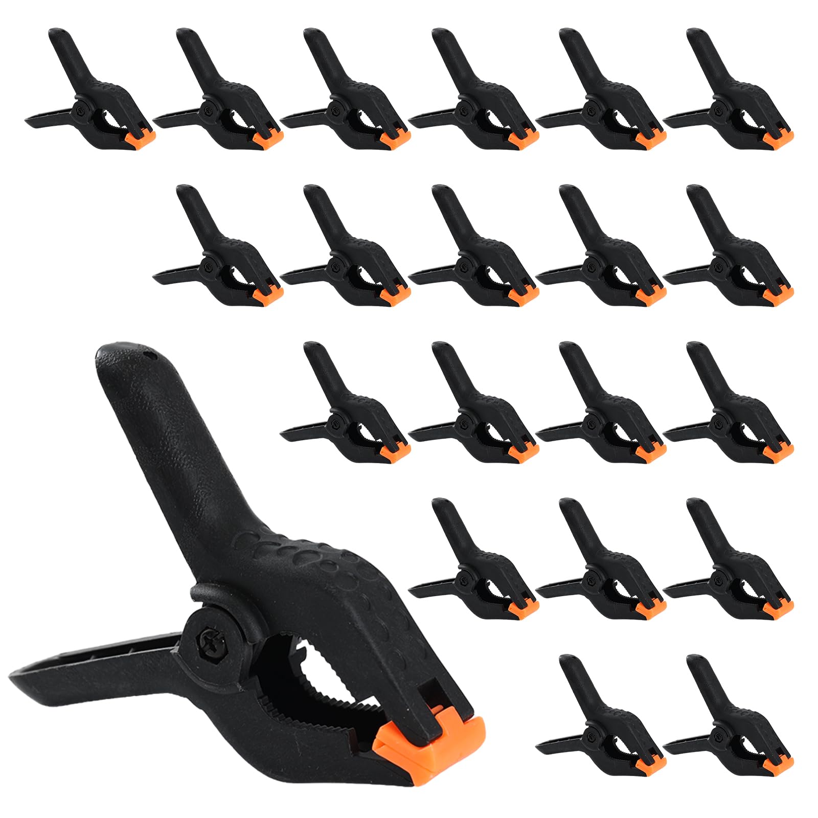 21 Pack Heavy Duty Grip Spring Clips Clamp Set,2.7inch/6.8cm Nylon Muslin Spring Clamps,Plastic Quick Grip Craft Wood Work Clamp,Photo Booth Backdrop Clips for Photography Crafts DIY Woodwork Pool
