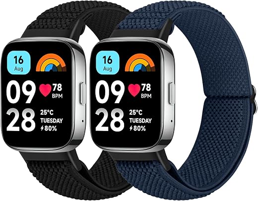 BTTNG Elastisches Armband kompatibel mit Xiaomi Redmi Watch 3 Active für Damen und Herren, Einstellbare Solo Loop Elastisches Armband Bequemes…