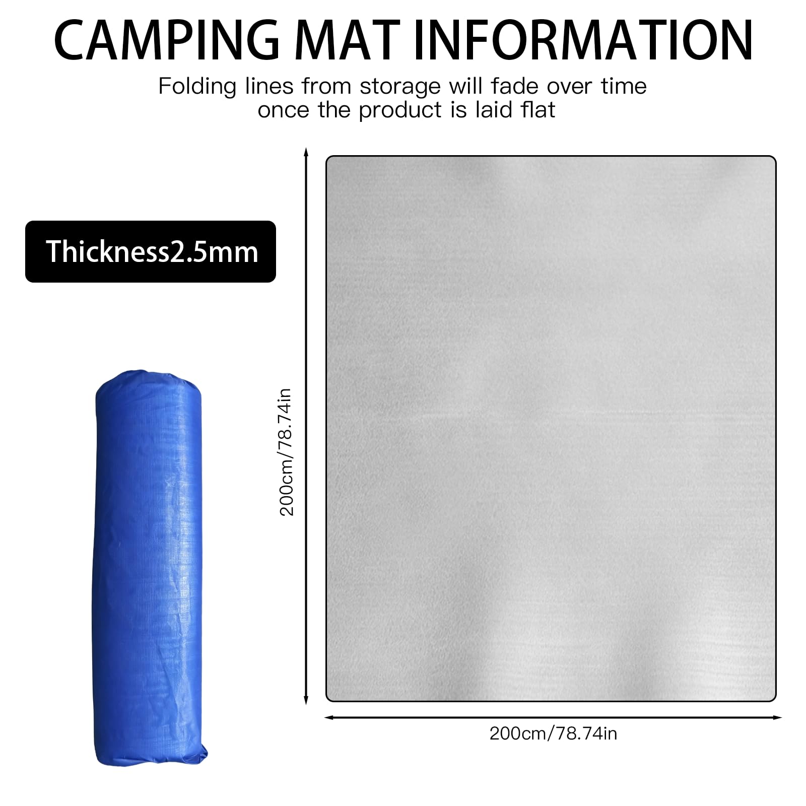 Alu Isomatte Schaummatten, 200x200cm Isoliermatte Faltbare Isolierdecke Zeltmatte Bodenmatte Thermomatte Schlafmatte für Camping Thermodecke Matte aus Aluminiumfolie