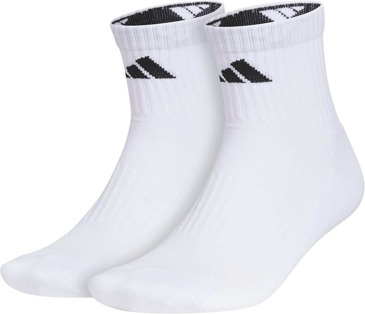 adidas Pure Training High Quarter Socks 2 Pairs | Unisex, 2-Pack, Cushioned Impact Zones, Arch & Ankle Support, Moisture-Wicking, Stay-Up Fit, Game & Practice Ready