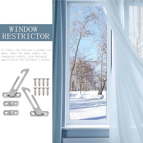 Miniatura 5 de Limitador de ventana, acero inoxidable abatible, limitador de ventana deslizante, tapón de bloqueo de seguridad, accesorios de captura de accesorios
