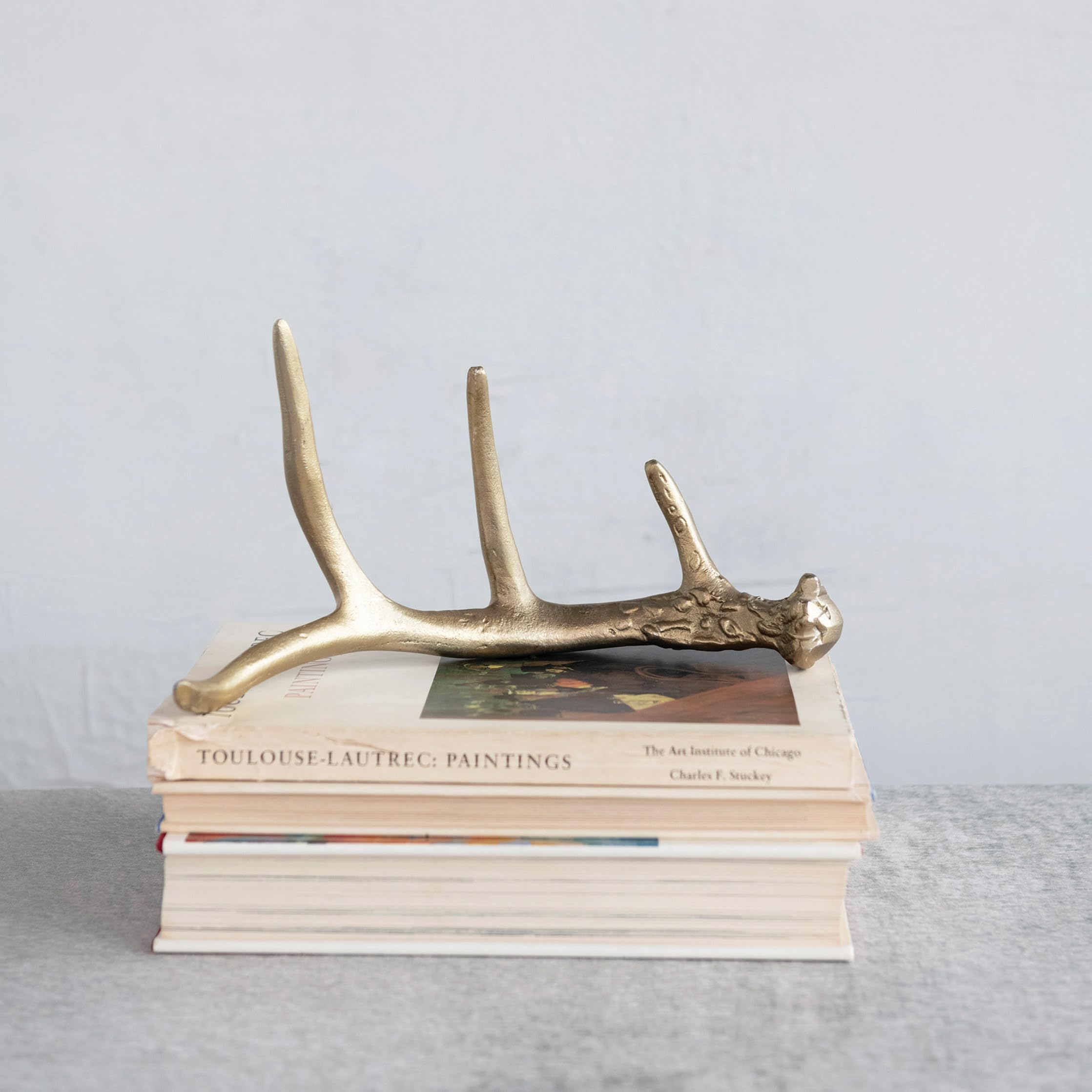 Creative Co-Op Alüminyum Boynuz Dekoru, Altın Kaplama Heykelcik, 40,64 cm U x 12,7 cm G x 12,7 cm Y, Gri
