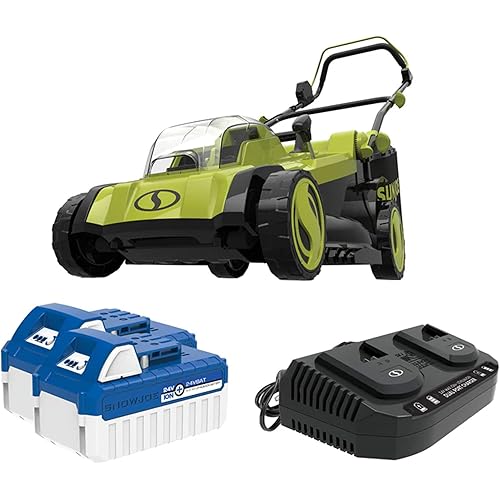 Sun Joe Cordless Electric Push Lawn Mower with 6-Position Height Adjustment, 11-Gal Bag, 17-Inch Cutting Width - Heavy-Duty Yard Trimmer for Gardening Care and Maintenance, 24V-X2-17LM