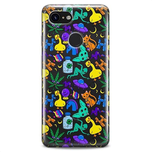 Miniatura 8 de Funda de TPU compatible con Google Pixel 8 Pro 7a 6a 5a XL 4a 5G 2 XL 3 XL 3a 4 Trippy Alien Hippie Crazy Cute Clear Silicone Design Slim Fit Print