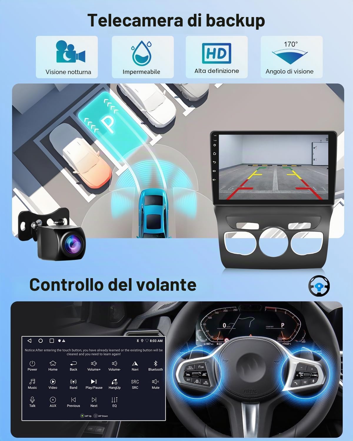 NHOPEEW Autoradio Android 2G+64G per Citroën C4 II / DS4 / DS4 Crossback 2012-2018, touchscreen da 9", CarPlay Android Auto, WiFi GPS FM RDS, schermo diviso, SWC, telecamera posteriore AHD