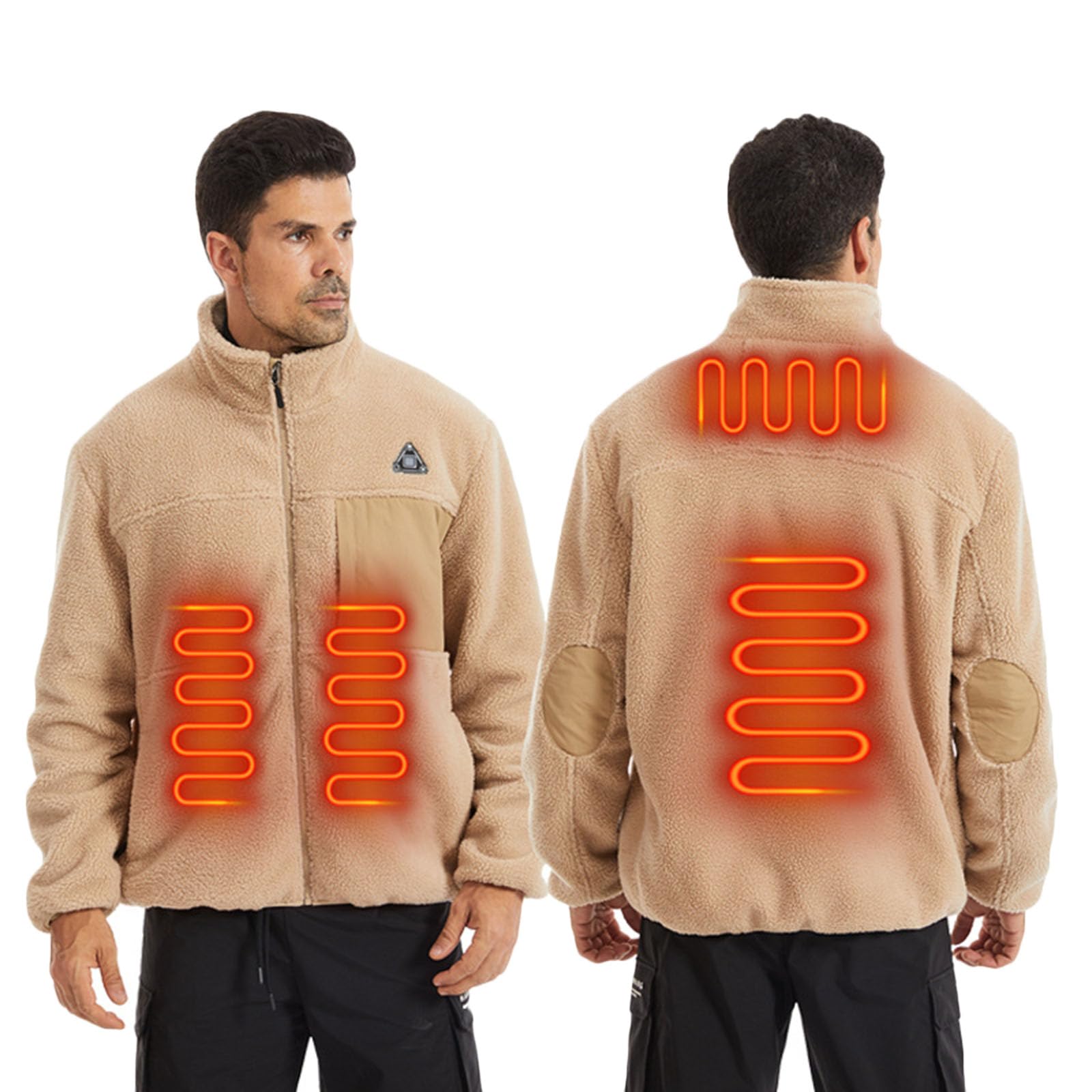 Beheizbare Jacke Herren Damen, Teddy-Fleece Beheizte Jacke USB Elektrische Heizjacke mit 4 Heizzonen Heizmantel Weiche und Warme Jacke mit Heizung Waschbarer Winterjacke für Outdoor Reiten Skifahren