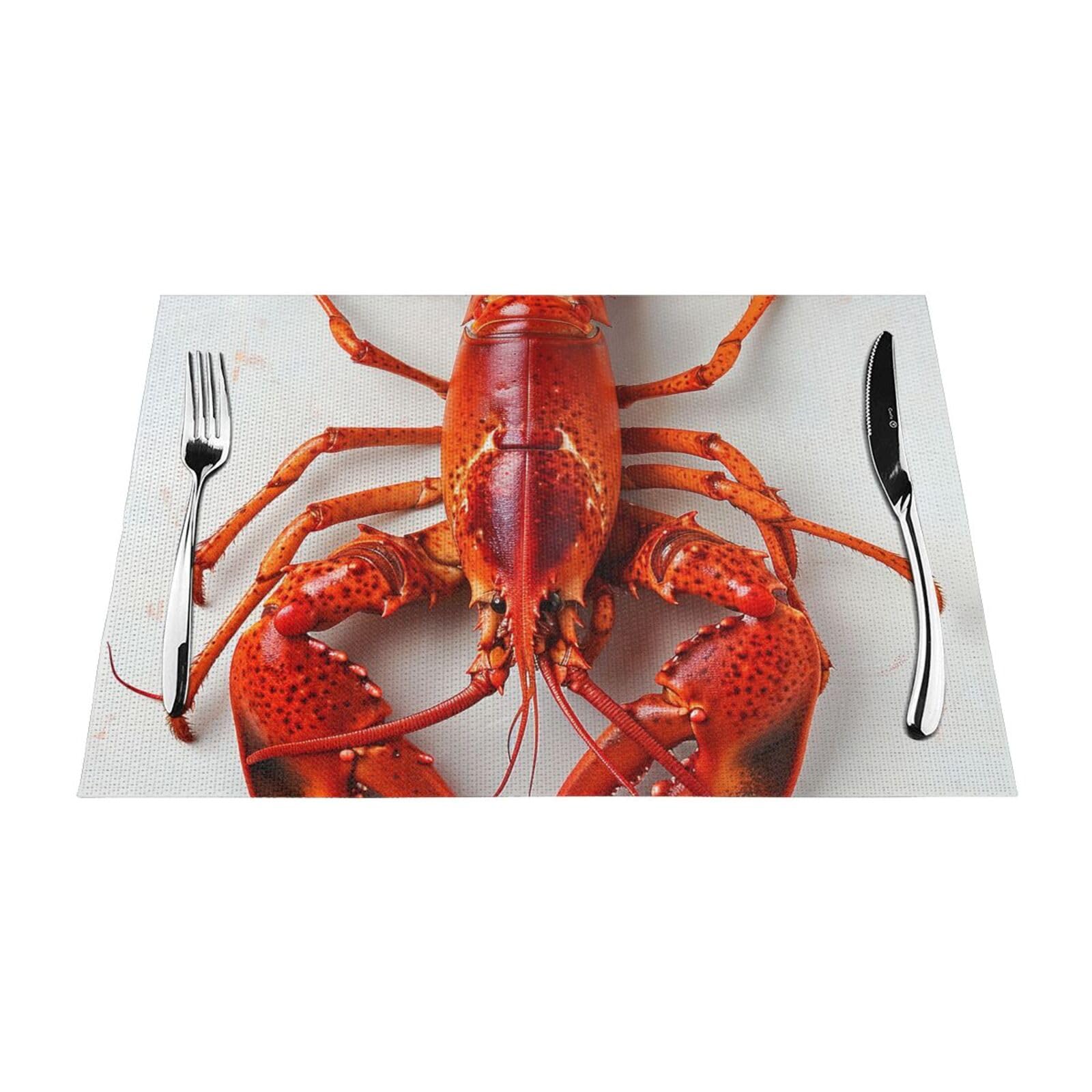 Lobster Printed PVC Placemat 4 PCS for Kitchen Dining Table Heat-resistand Washable Table Mats 18x12 in