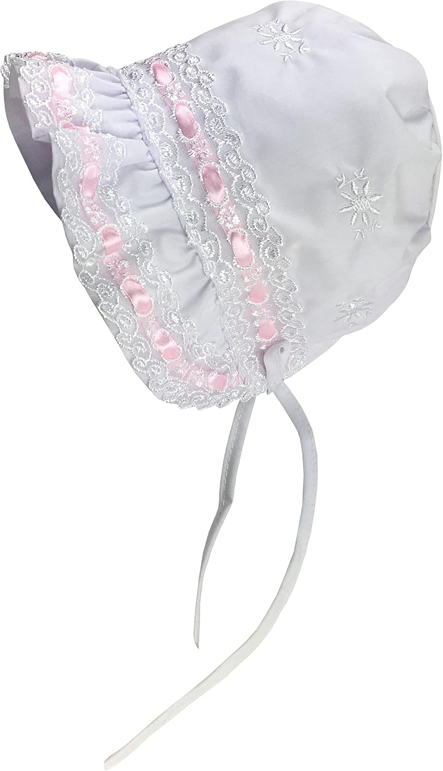 N'Ice Caps Baby Girls Bonnet White Lace Newborn Infant Toddler Sun Hat Special Occasion