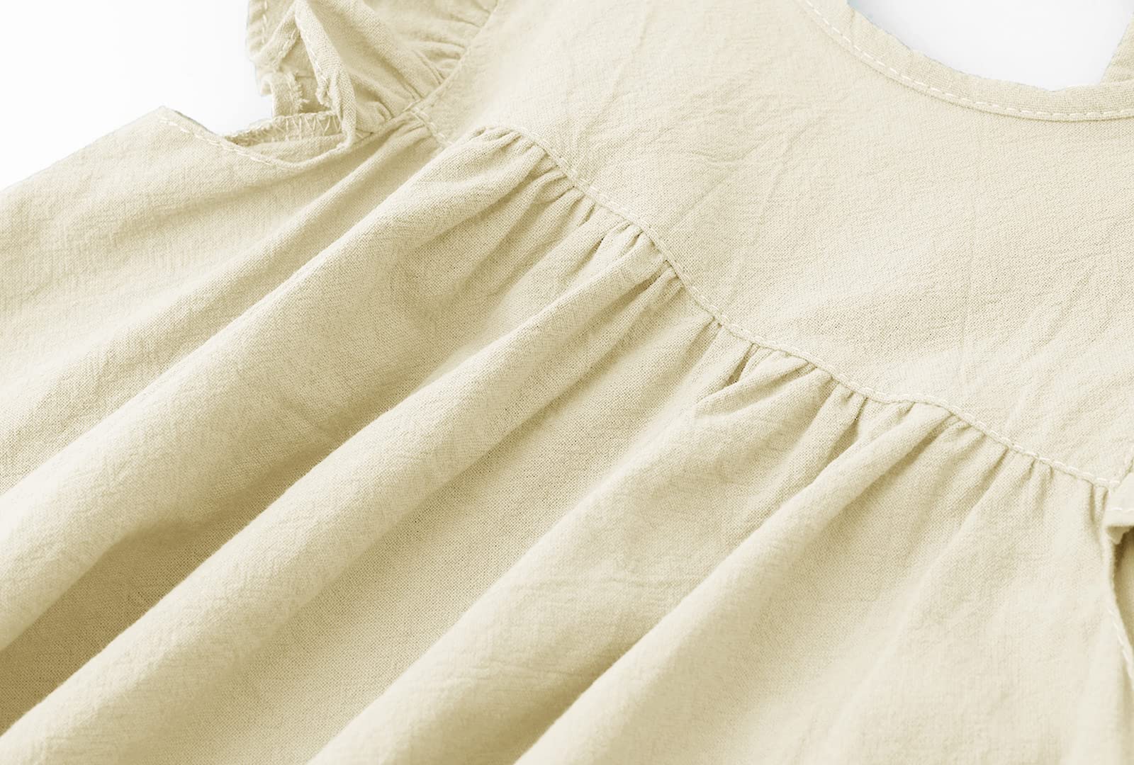Vestido de algodón y lino con volantes, sin mangas, vestido de verano para niñas pequeñas