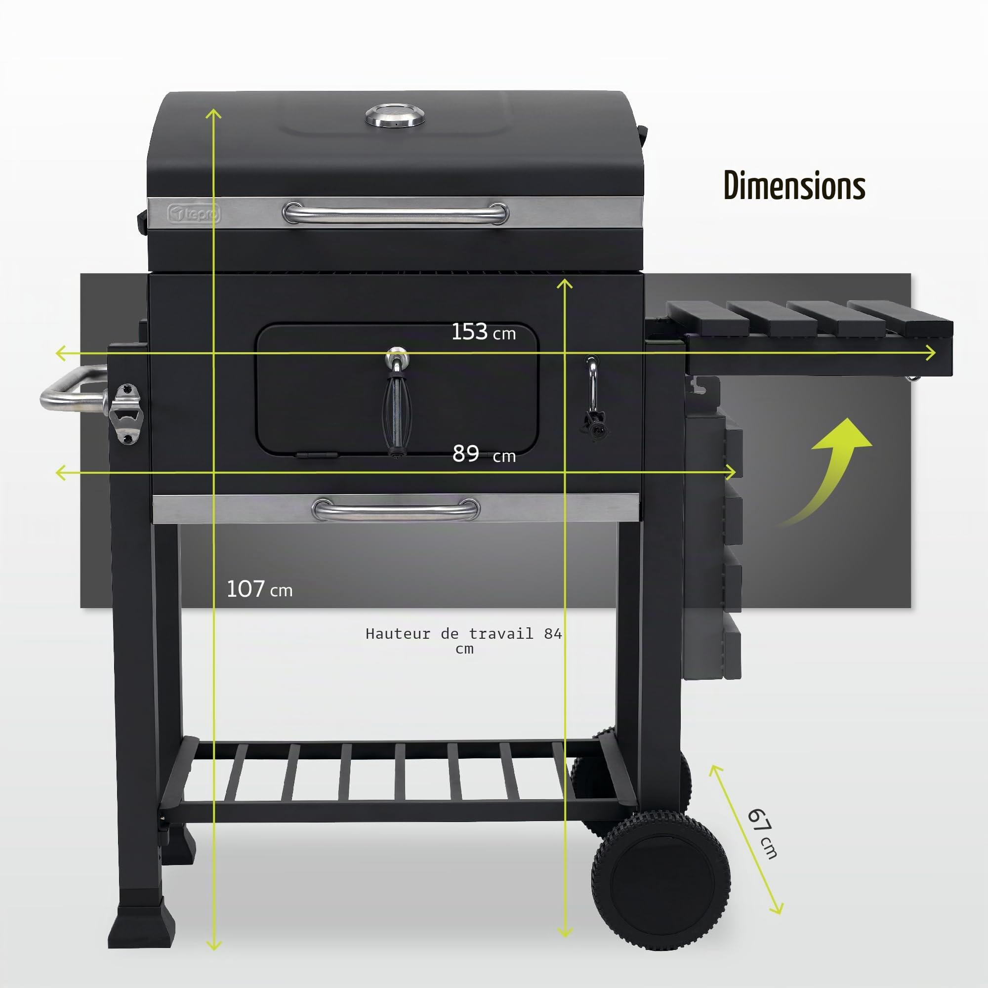 Tepro Toronto Click Barbecue au charbon de bois Anthracite/acier inoxydable