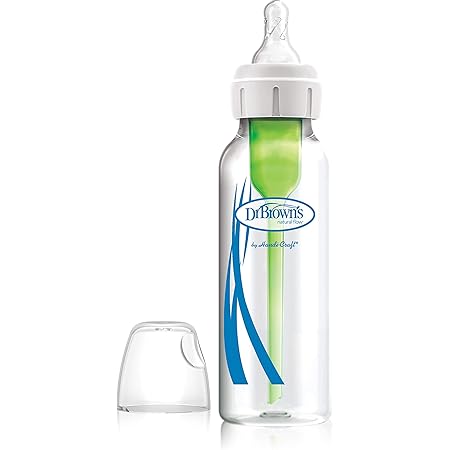 Dr. Brown's Natural Flow Options + Narrow Glass Baby Bottle, Clear, Single, 8 Oz