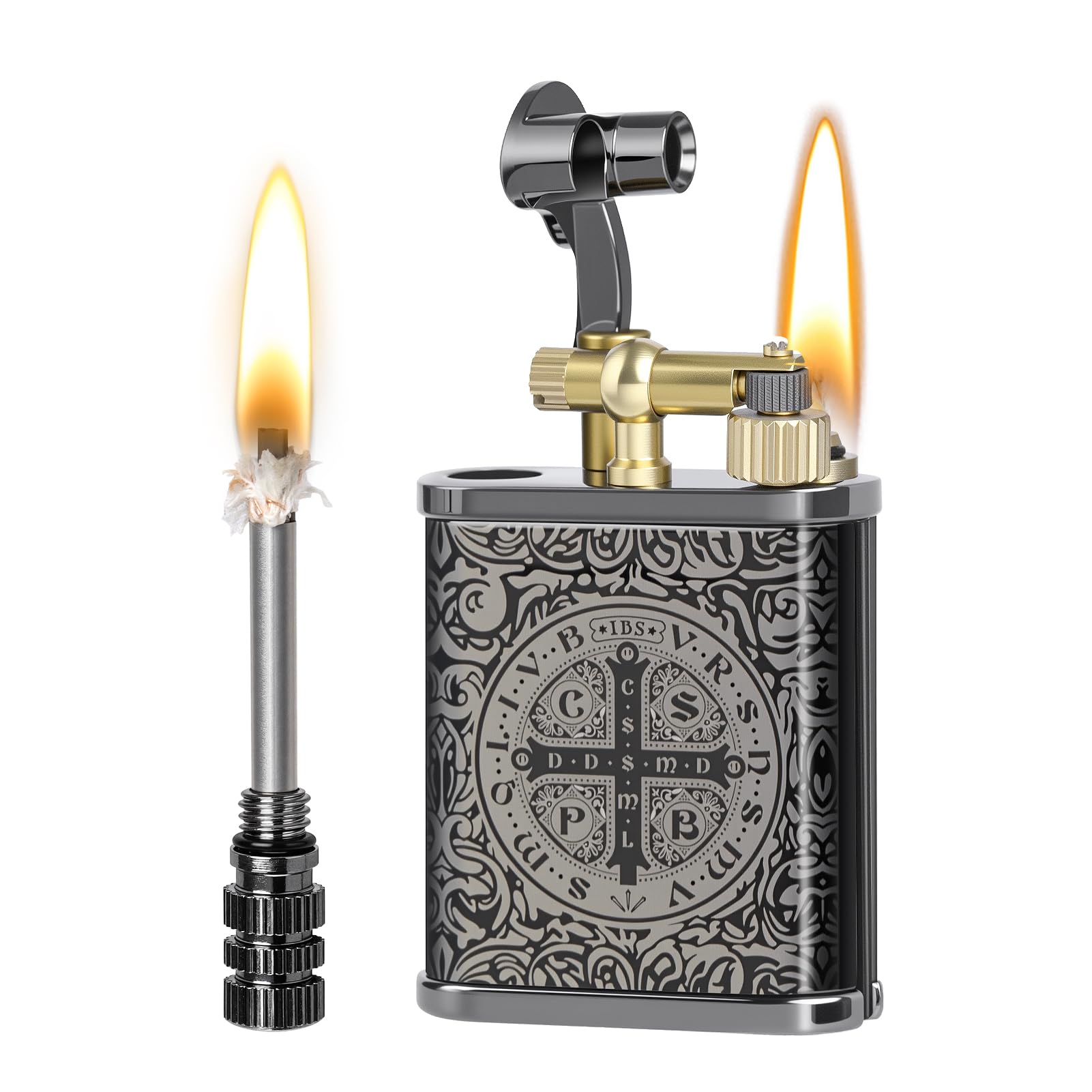 CHOICEDC Vintage Trench Lighter, Cool Pipe Lighter, Reusable Permanent Match, Antique Style Lift Arm Kerosene Lighters Fluid Refillable, Forever Match Lighters, Unique Gifts for Men Women, Constantine-image-16