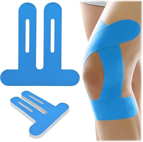 10pcs tape ginocchio,kinesio taping ginocchio,nastro kinesiologico ginocchio Blu,Pretagliato/impermeabile/traspirante/ipoallergenico/ultraelastico/ultra adesivo/Alleviare il dolore al ginocchio