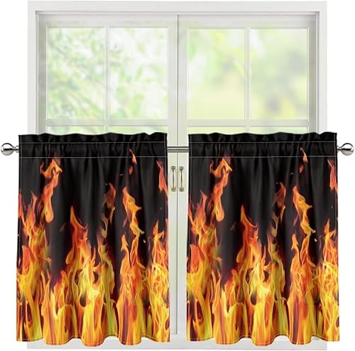 Cortinas de cocina para el hogar, cortinas cortas para cafetería, juego de cortinas cortas con bolsillo para barra, juego de 2 paneles para sala de