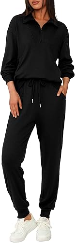 BTFBM Women's 2 Piece Tracksuit Fall Outfits 2025 Long Sleeve Half Zip Sweatshirt Sweatpants Lounge Set Sweatsuits