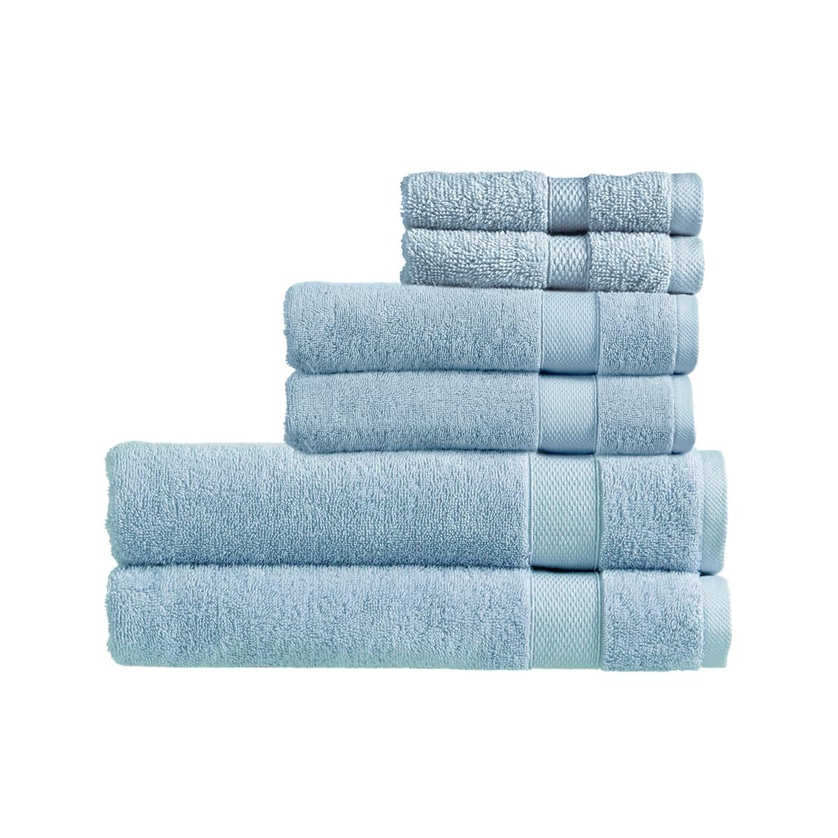 Christy Refresh Bathroom Towel Set | Set of 6 | 2 Bath Sheets 2 Hand Towels 2 Face Cloths | Quick Dry | Gentle Pastel Tones | Soft Absorbent Shower Towels | 100% Cotton 550GSM | Faded Denm