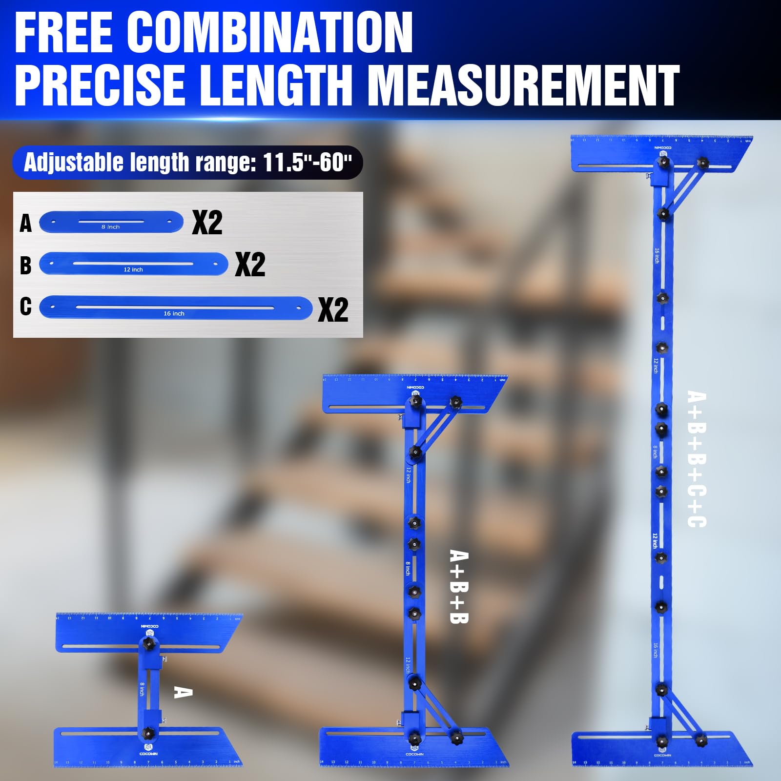 Chengjie289]Stair Template Tool,Stair Tread Gauge Template,Stair Tread Measuring Tool,Stair