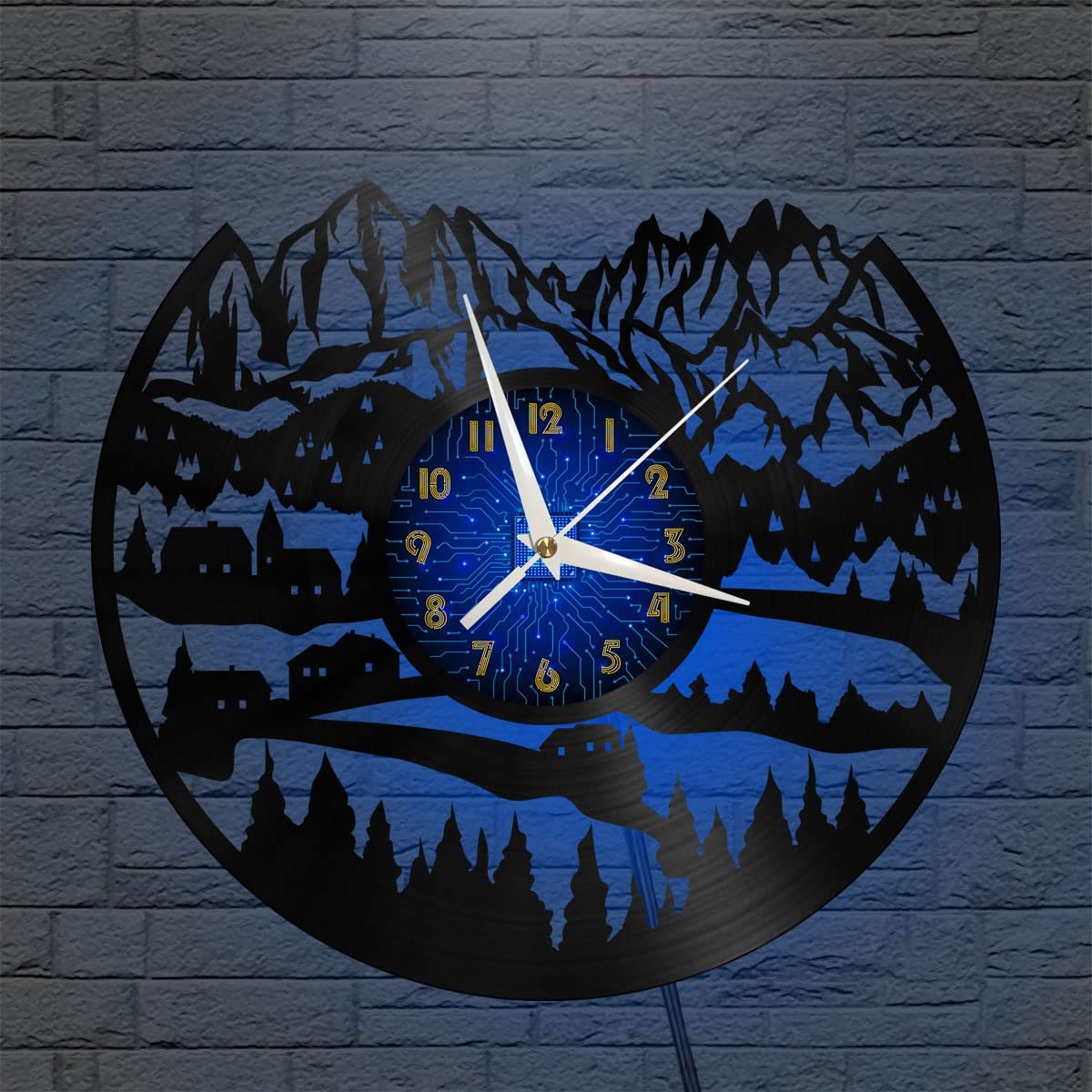 Horloge d'enregistrement en vinyle Alpes déco salon et chambre