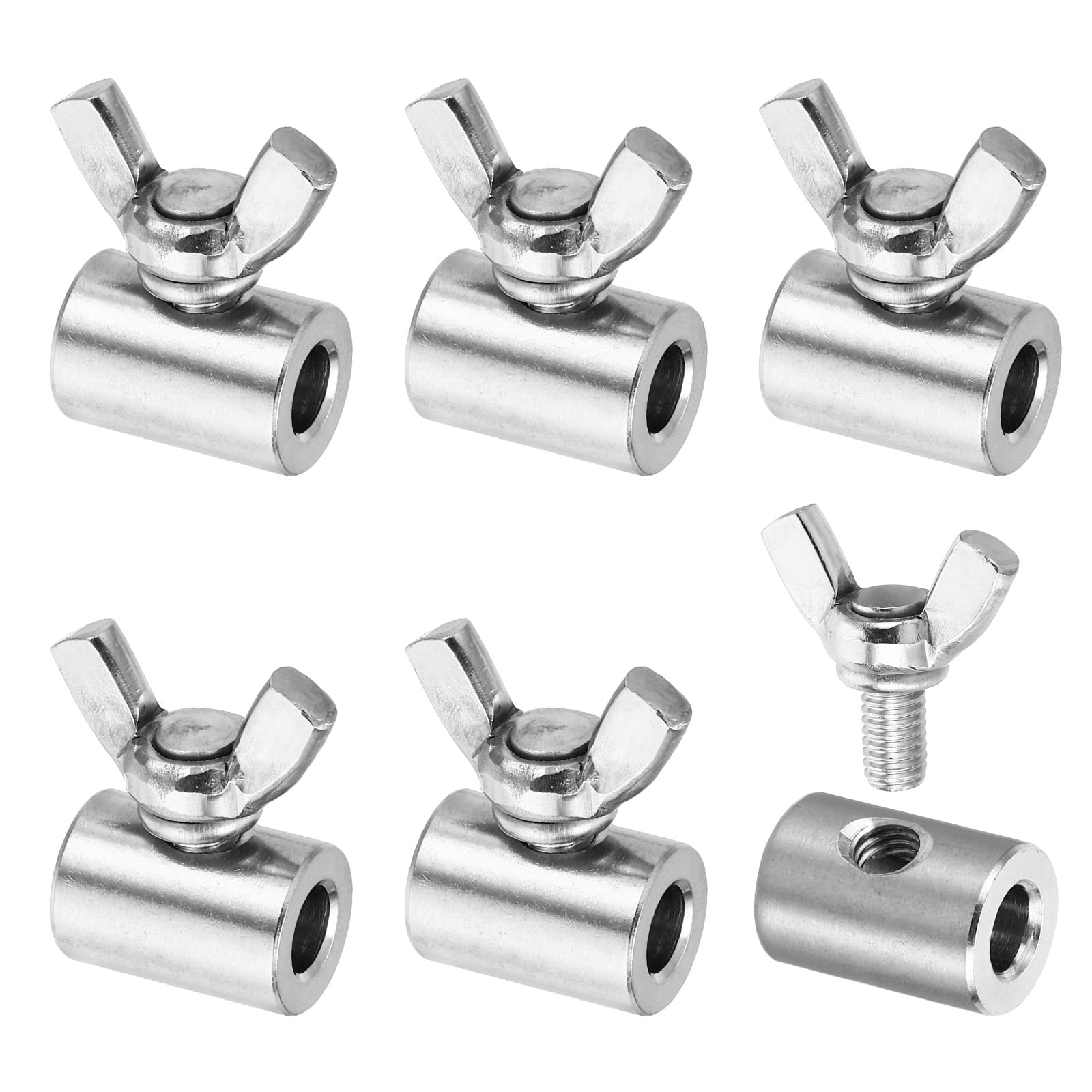 PATIKIL 3mm Hole Wire Rope Clips Set, 4 Pcs 304 Stainless Steel Single Holes Lock Cable Clamps Clip With M4 Hexagon Screws Spanner For Cable Fitting, Silver