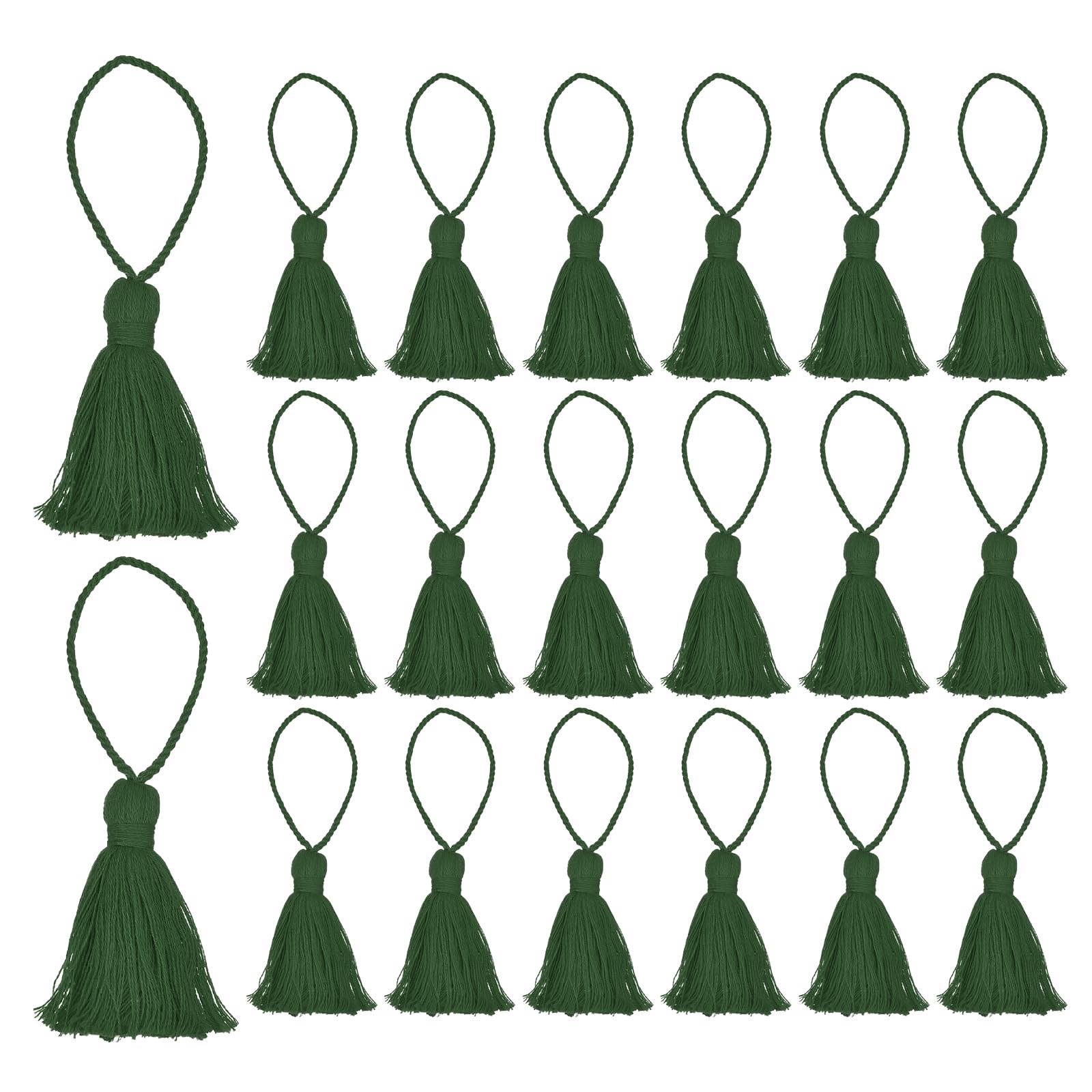 sourcing map 20Pcs Chunky Bookmark Tassels 4.3 Inch Hanging Loop Small Tassels Soft Mini Tassels for DIY Craft, Jewelry Making, Graduation Handmade, Forest Green — image 1