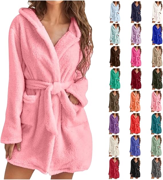 TWRWX Robes for Women Knee Length Bathrobe Sleep Robe Cozy