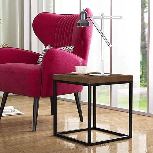 Miniatura 5 de CENSI Juego de 2 mesas de café modernas de nogal de 47 pulgadas para sala de estar