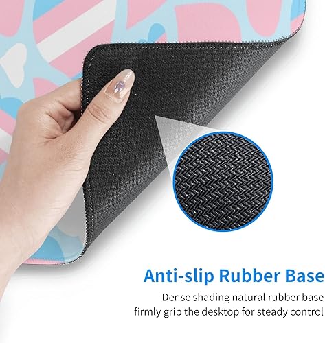 Miniatura 5 de Pride Hearts Transgender - Alfombrilla de mouse grande para juegos (31.5 x 12 pulgadas), base de goma antideslizante, protector de escritorio grande