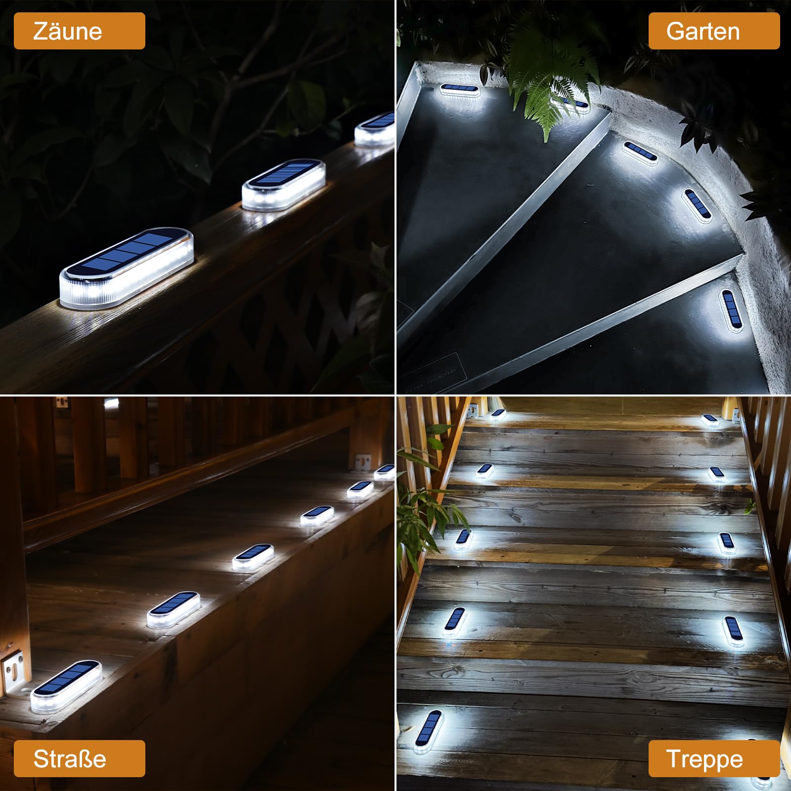YiLaie Solarlampen für Außen Garten, Solarleuchten für Außen, Weißes Licht 5700K Solar Bodenleuchten Aussen mit Auto On/Off LED Solar Lampe Outdoor IP68 Wasserdicht Solarleuchten Garten, 8 Stück