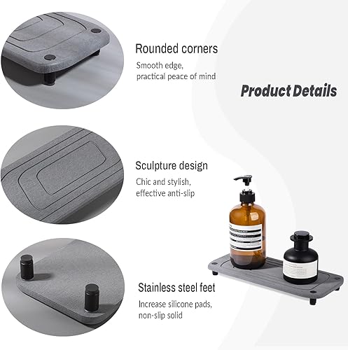 Miniatura 6 de Heagoale Organizador para fregadero de secado instantáneo para esponja de cocina, tapete de secado de piedra de tierra de diatomeas, organizador de