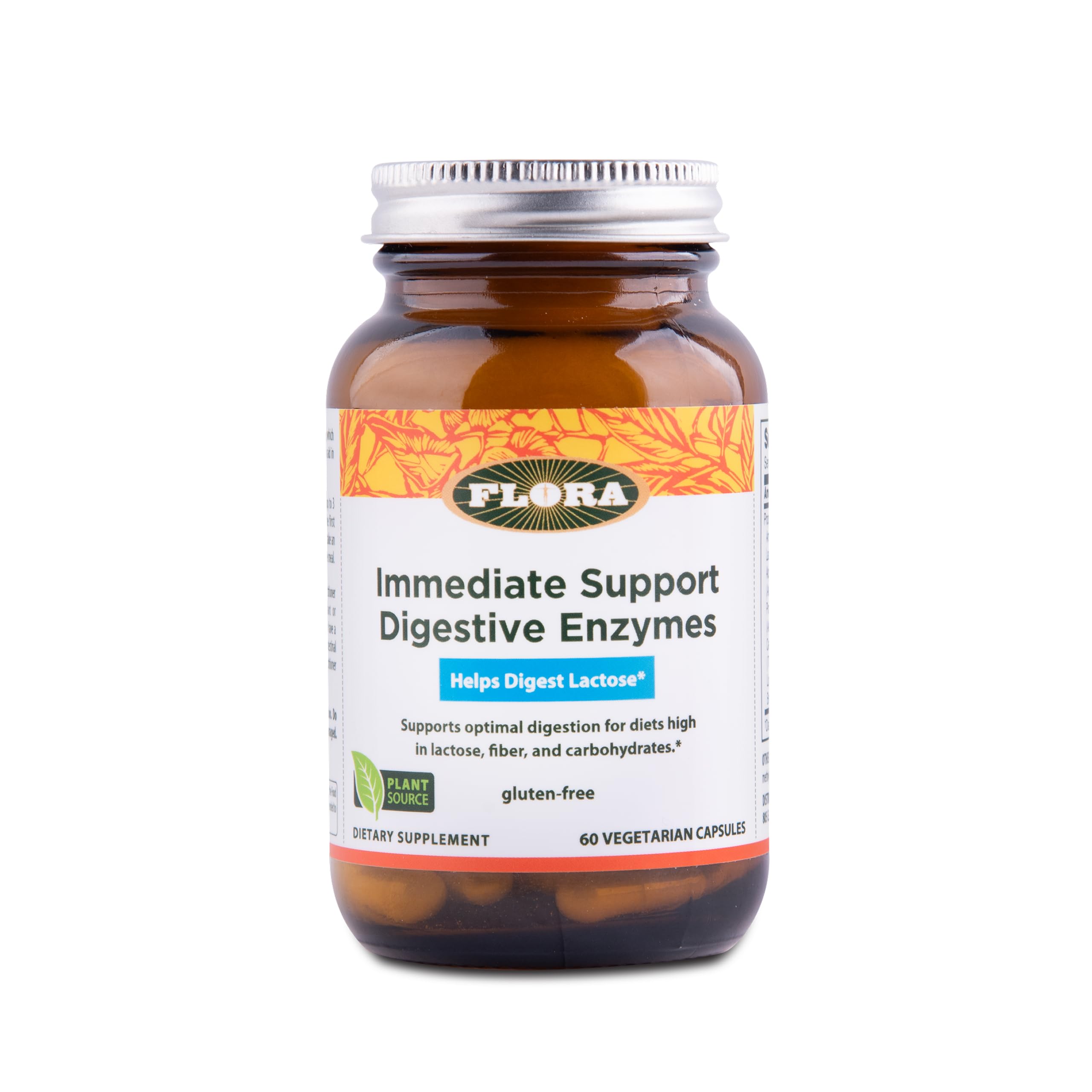 Flora - Enzyme Blend of Seven Vegetarian Enzymes, Supports Optimal Digestion of Proteins, Fast, Carbs, Fiber and Complex Sugars, Provides Relief from Lactose Intolerance, 60 Vegetarian Capsules