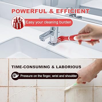 SOARING Rechargeable Electric Cleaning Brush with 4 in 1 Multiple Brush Heads,Indoor Household Cordless Motorized Brush for Bathroom Toilet Kitchen Tile Crevice (White & Red)