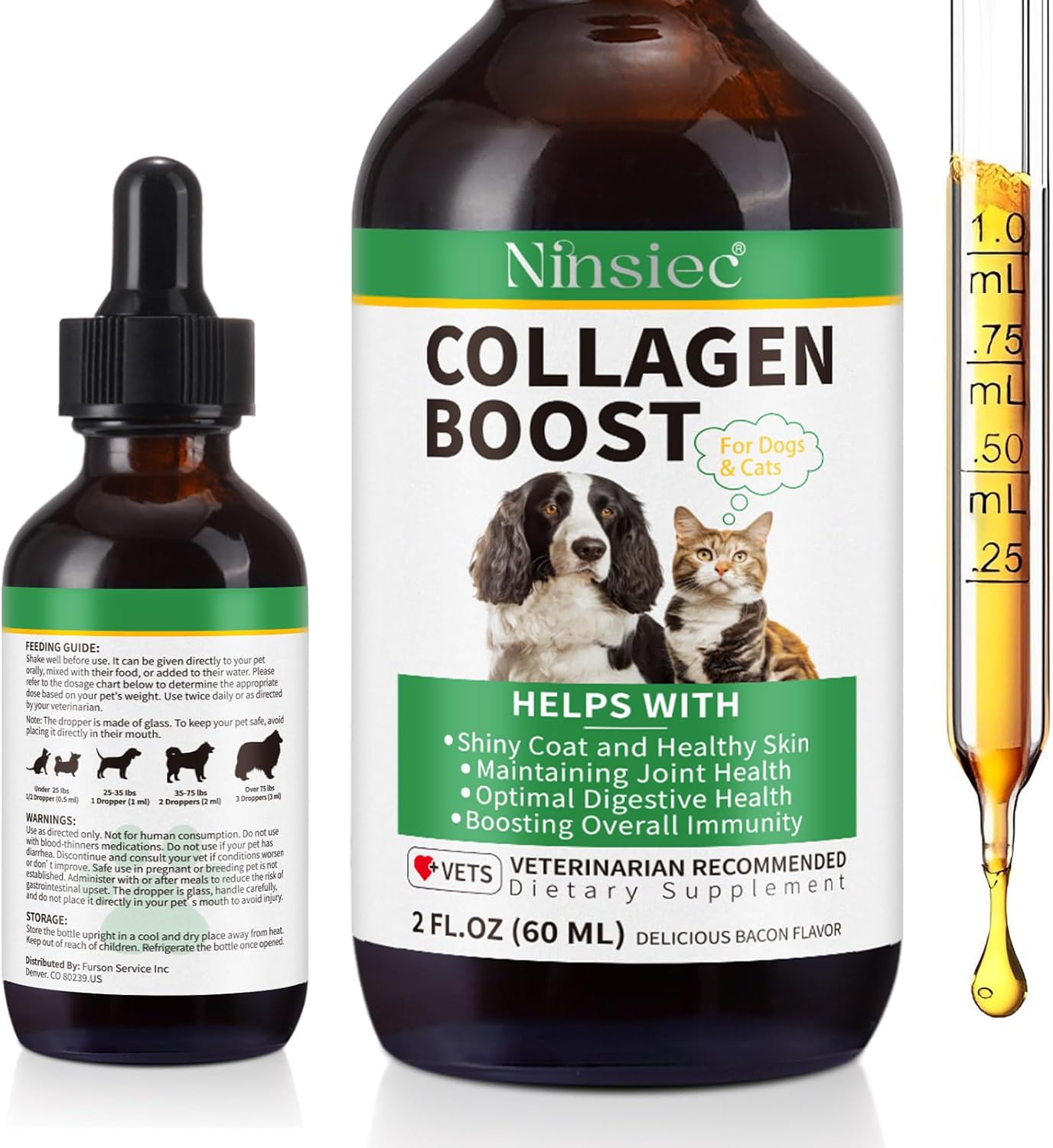 Liquid Collagen for Dogs Cats, Collagen for Cat & Dog, Pet Collagen Supplement, Maintaining Joint Health, Shiny Coat and Healthy Skin Care, Digestive Health, Natural Bacon Flavor – 2 fl oz Liquid Collagen for Dogs Cats, Collagen for Cat & Dog, Pet Collagen Supplement, Maintaining Joint Health, Shiny Coat and Healthy Skin Care, Digestive Health, Natural Bacon Flavor – 2 fl oz