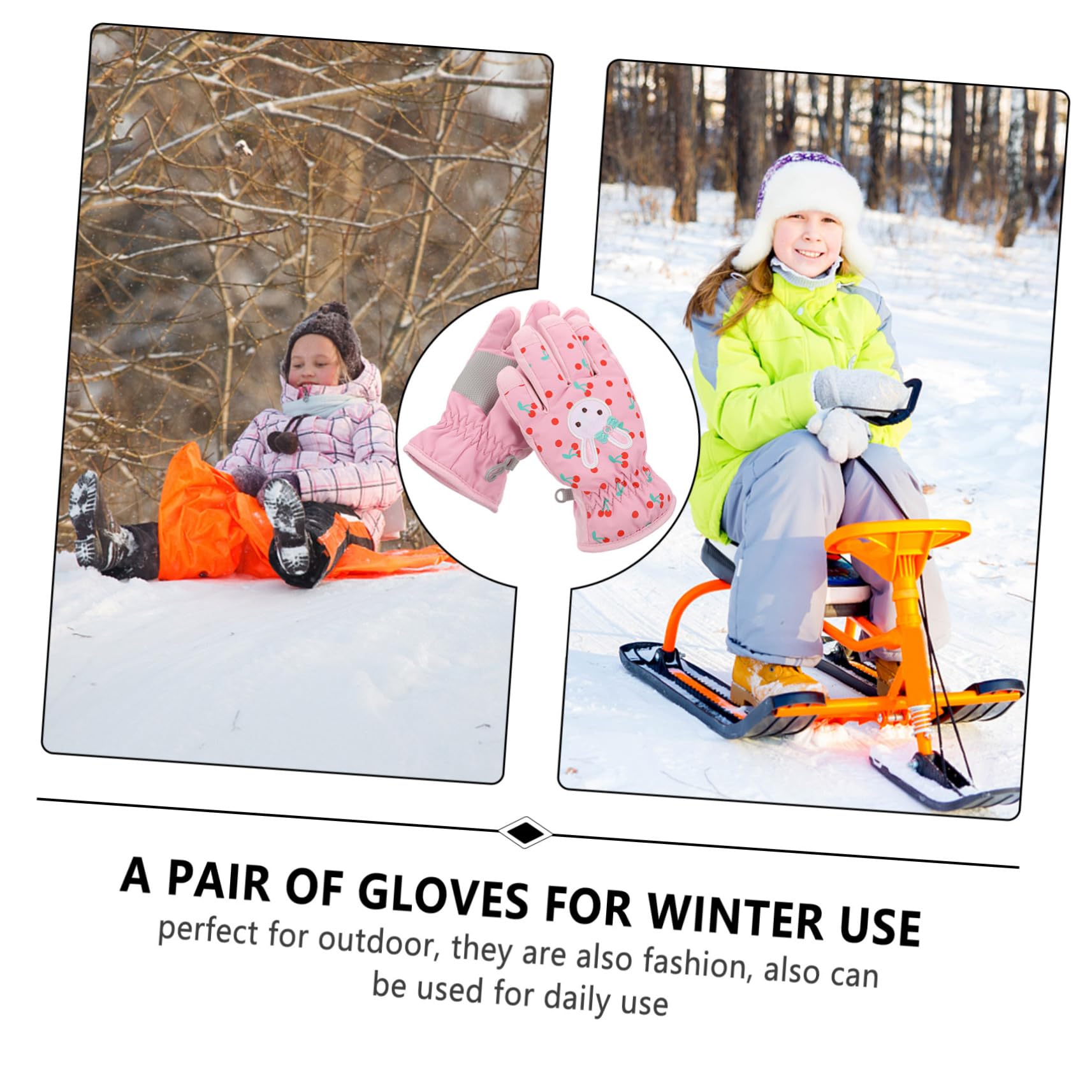 Amosfun 2paare Winter Ski Handschuhe Für Mädchen Winddichte wasserdichte Und Warme Skihandschuhe Mit - Für Schneesport Und Outdoor-aktivitäten s