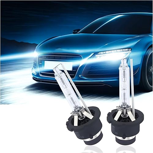 2 bombillas para faros delanteros, 6000 K blanco frío D2S, accesorios esenciales para iluminación de alto brillo, bombillas universales de 12 V