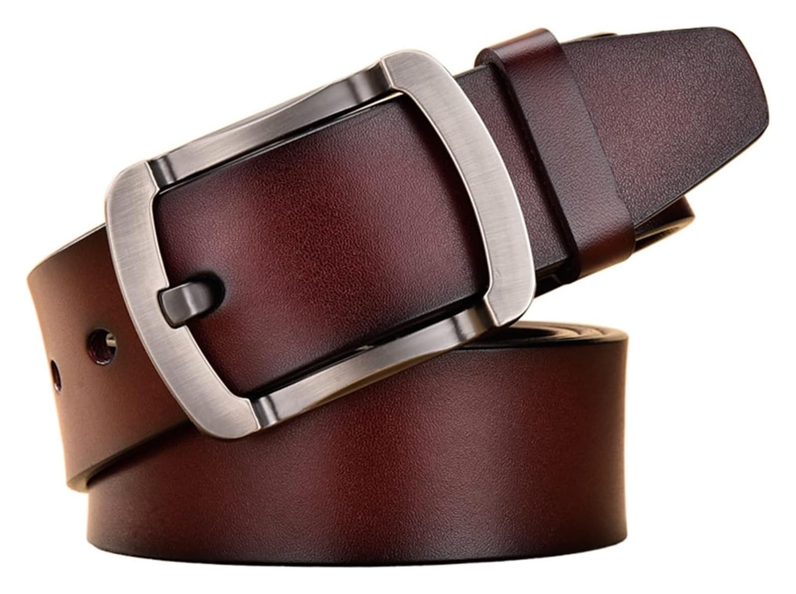 Cinturón ajustable de cuero genuino, Cinturón de Cuero for Hombres Cuero Casual Formal Hebilla Hebilla de aleación Ajustable Cómodo Resistente al desgarro Transpirable Cinturón liviano Hombres Tallas