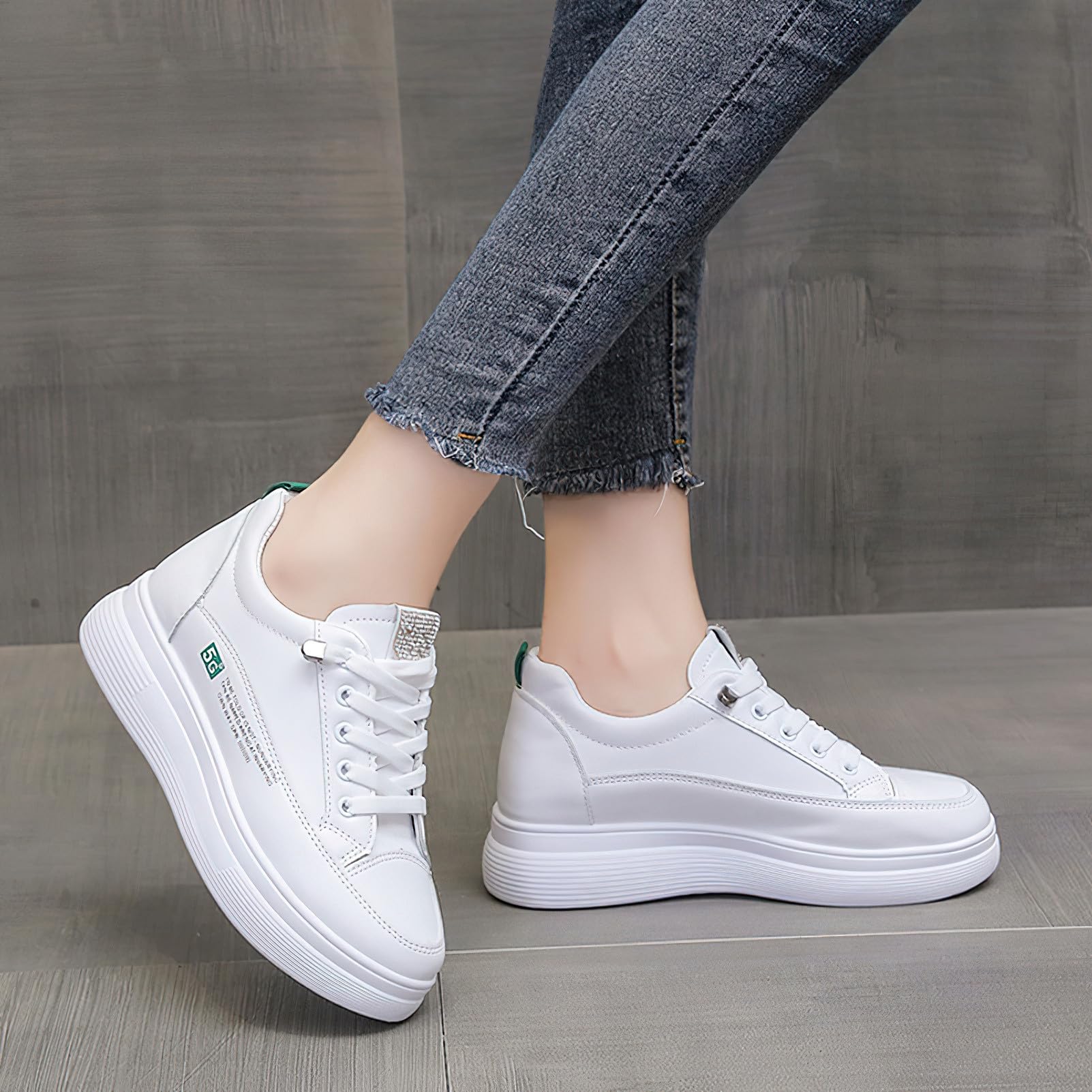 rismart Mujer Oculto Cuña Plataforma Zapatillas Cordones Elásticos Malla Transpirable Casual Zapatos