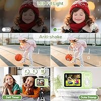 Vista 6 de Cámara digital para niños, cámaras digitales WITYEAH de 48 MP FHD 1080P para apuntar y disparar con zoom de 16X, cámaras portátiles compactas