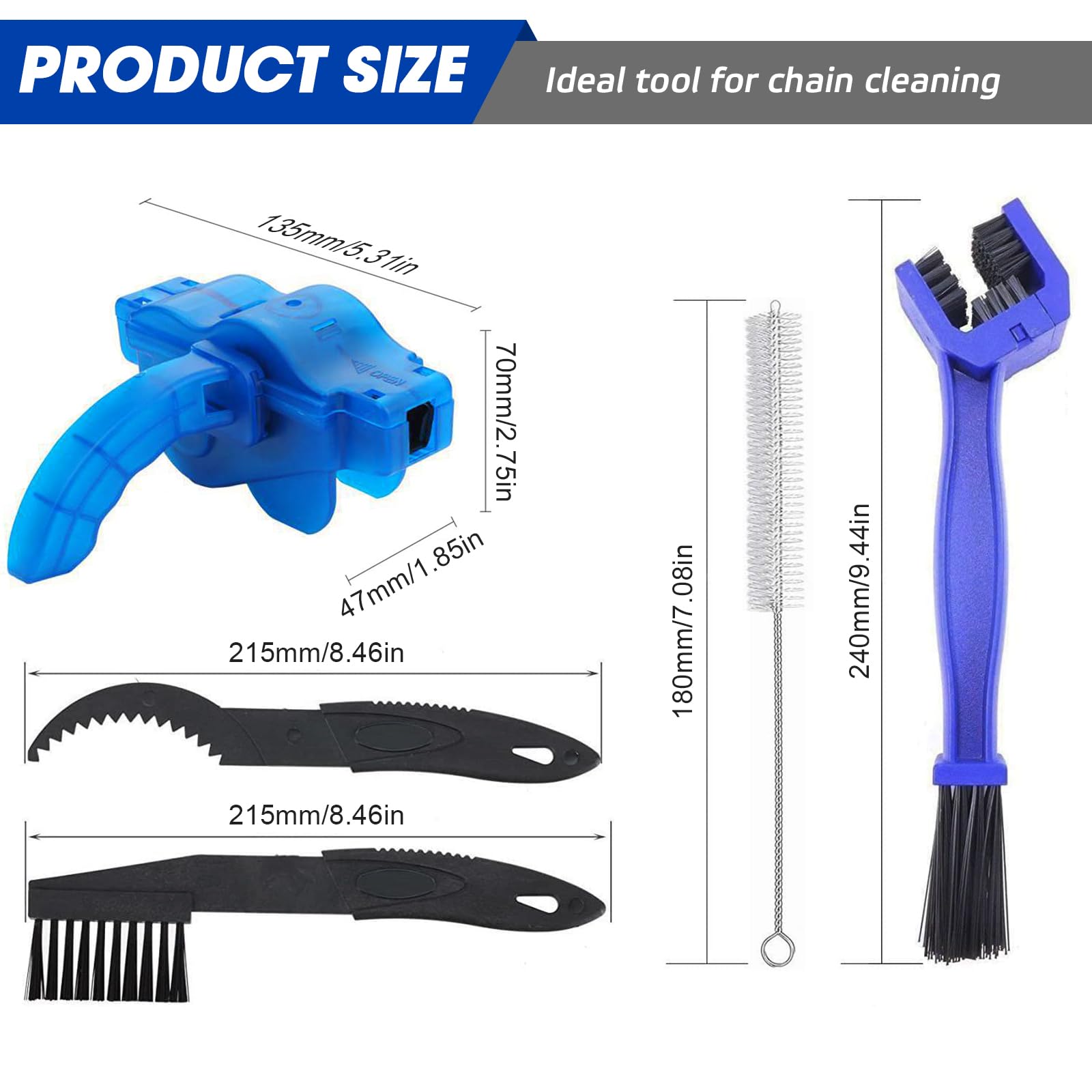 Pulisci Catena Bici Lavacatena Pulizia Catena Moto Kit (5 Pezzi)