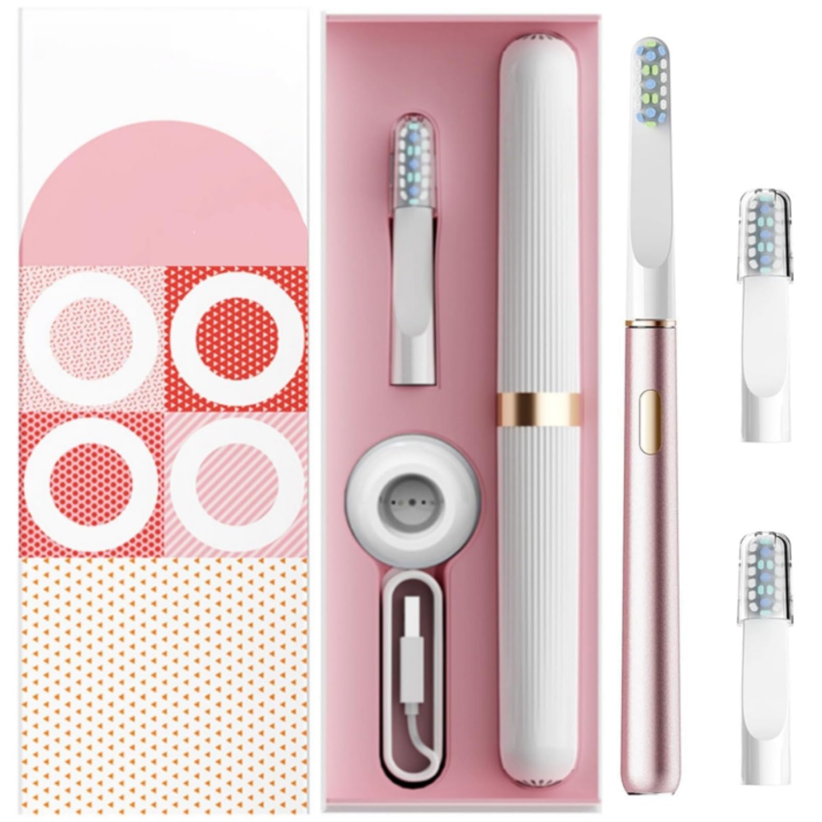 Miroshine Electric Toothbrush – Tecnologia Sonica, 3 Modalità, 6-8 Settimane di Batteria, Design Compatto (Rosa)