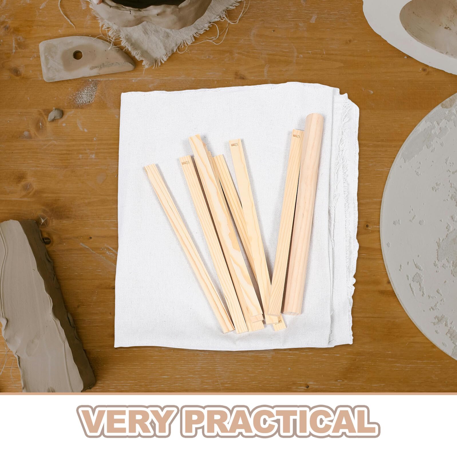 Sewroro Herramientas de Cerámica Profesional con Rodillo de Madera para Arcilla Guías de Grosor Resistente para Modelado y Escultura Barro