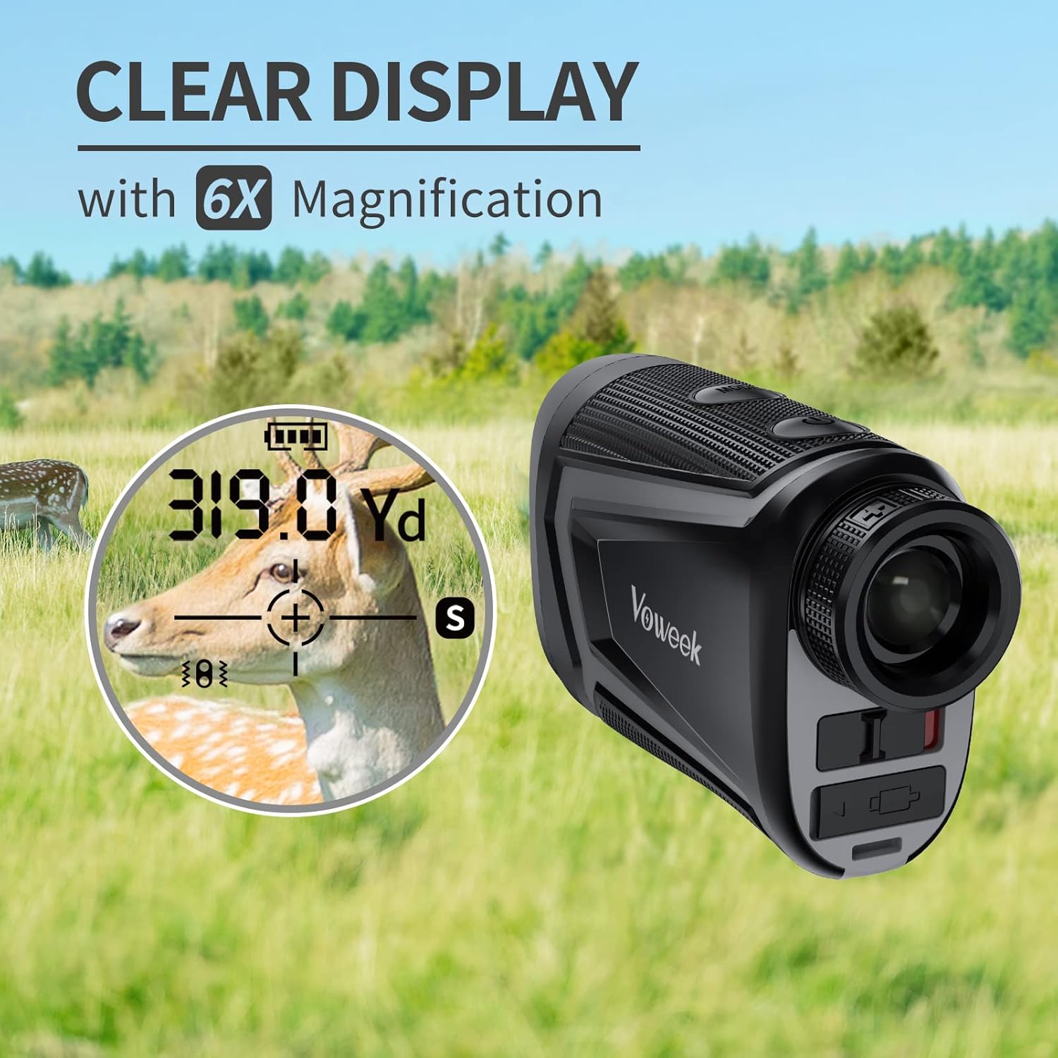 Golf Rangefinder with Slope, Voweek 1000 Yards Laser Rangefinder Range Finder Golfing High-Precision 6X, Flag Lock Vibration/Speed/Distance Continuous Scan Distance Pinseeker Hunting, USB Rechargeable : Sports & Outdoors
