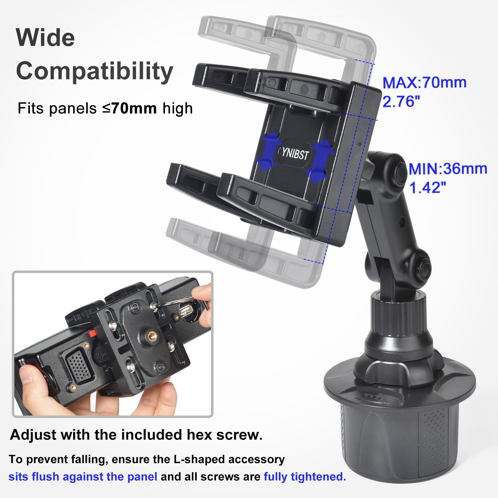 Soporte para Portavasos para Cabezales de Control de Emisora Radioaficionado, Soporte de Montaje para Radios Móviles CB y Dualband, Compatible con Icom IC-2730A, TYT TH-9800D, Anytone AT-588UV