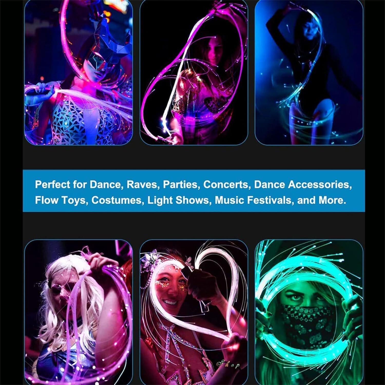 Batterie Lithium 18650 Charge USB-C Fouet LED - Fouet De Danse Rechargeable De 6 M, Fouet En Fibre Rotative à 360° - Pixel Glow Whip Pour Les Festivals EDM, Les Fêtes Et