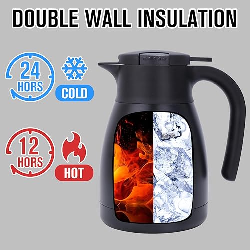 Miniatura 4 de Jarra térmica de acero inoxidable para café termo de doble pared sellado al vacío 12 horas de retención de calor