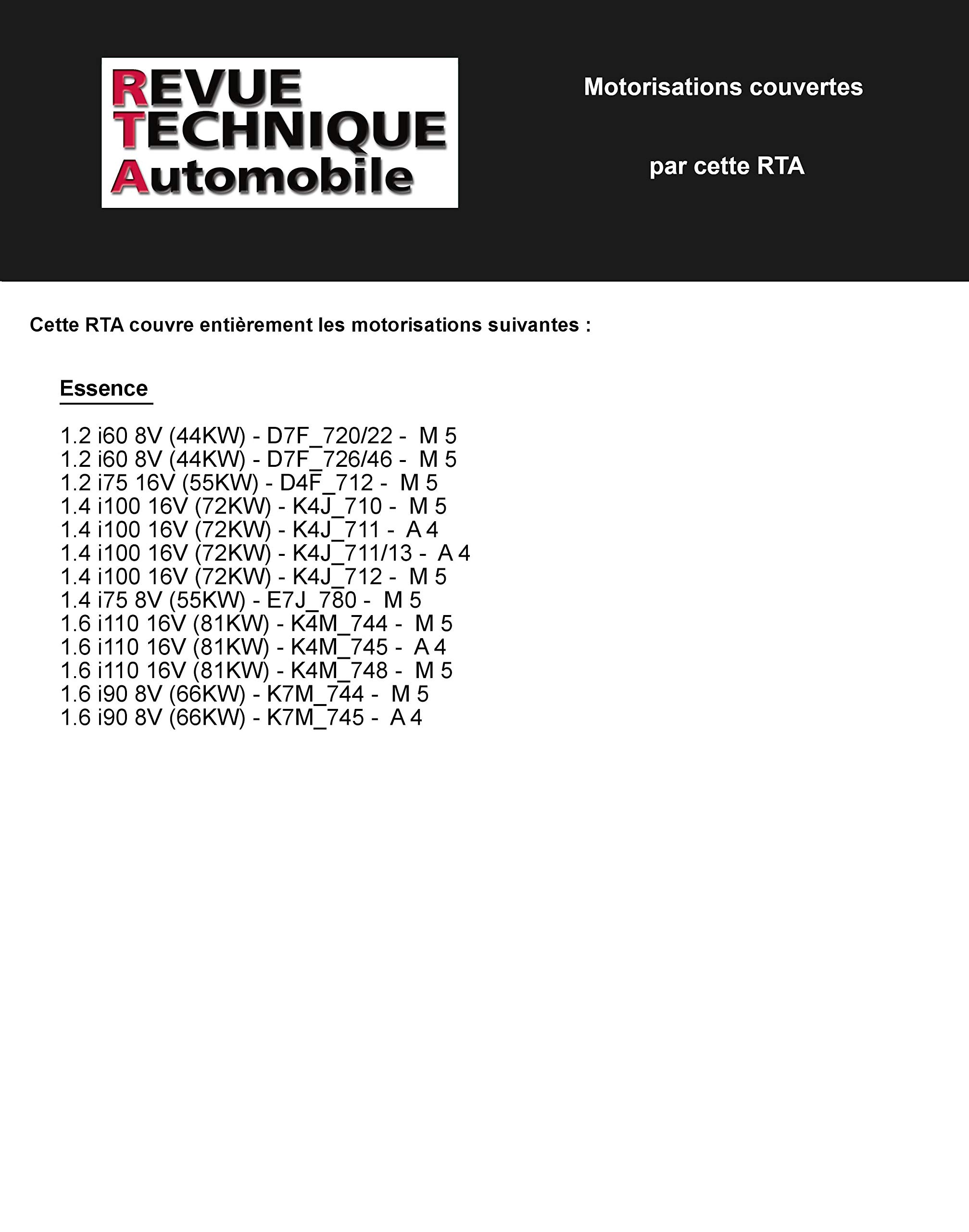 E.T.A.I - Revue Technique Automobile 116 - RENAULT CLIO II PHASE 1 - 1998 à 2006