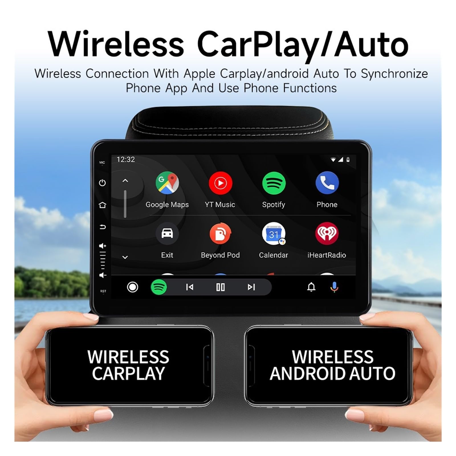 Monitor De Reposacabezas con Pantalla Táctil IPS For Tableta, Reproductor Música Y Vídeo En Línea For Asiento Trasero Coche FáCil Instalación para Viajes(ROM 32G 1PCS (WiFi))